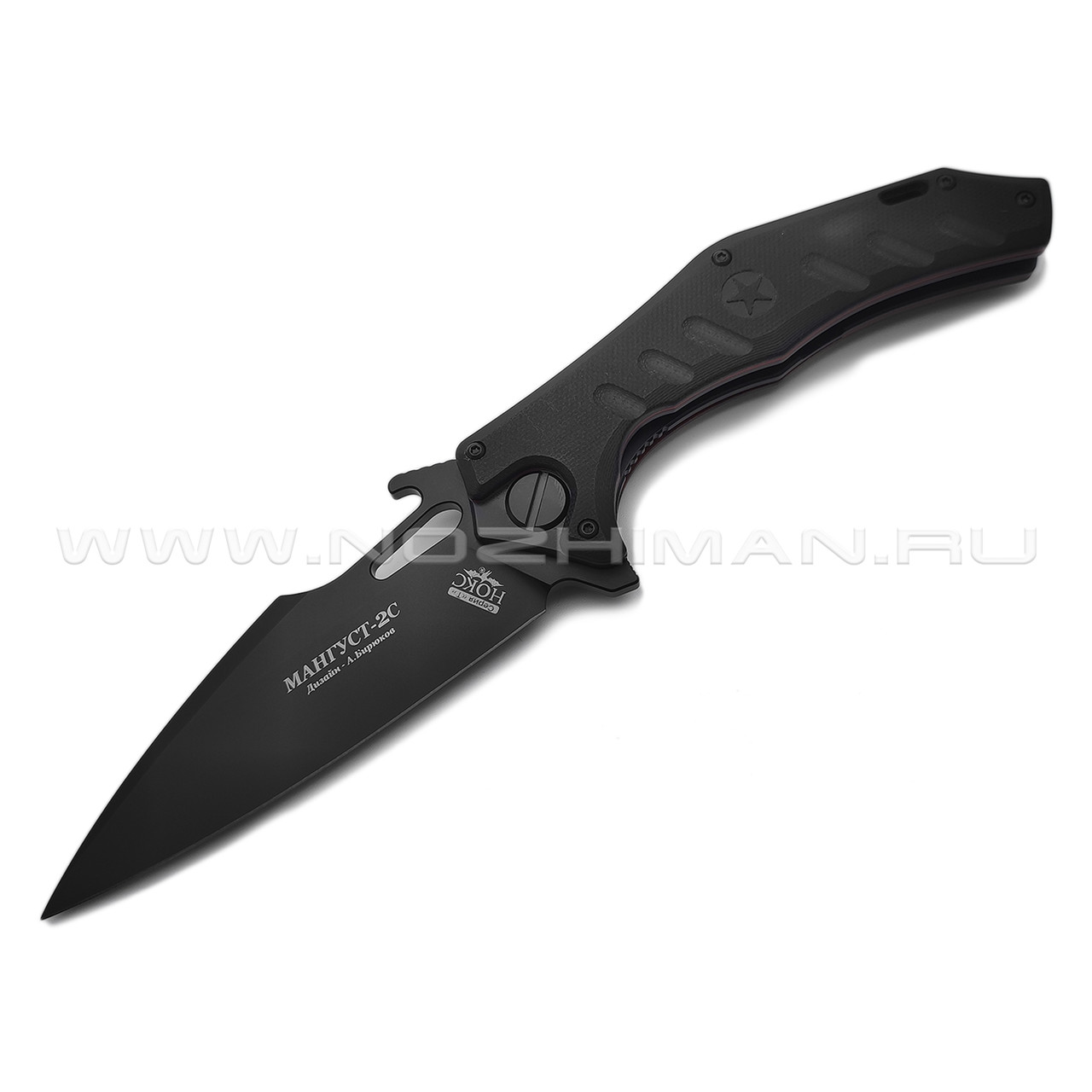 Нокс складной нож Мангуст-2С 337-708406 сталь D2 black, рукоять G10 black