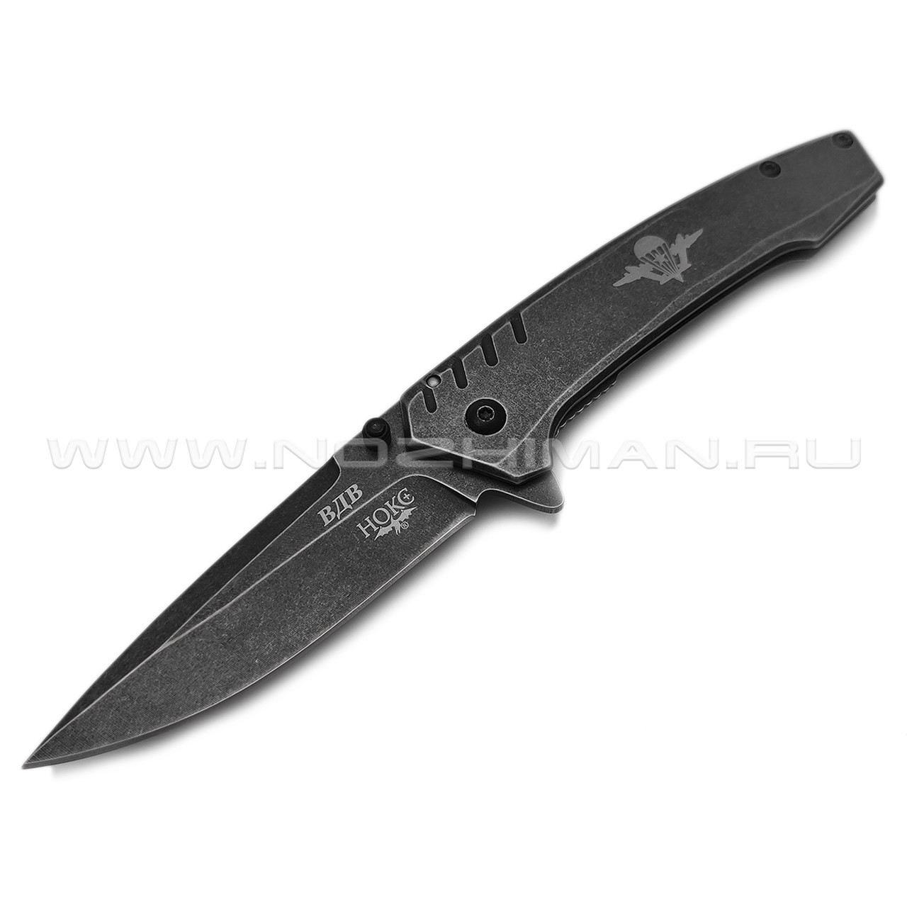 Нокс складной нож ВДВ 322-580005 сталь Aus-8 блэквош, рукоять Stainless steel блэквош