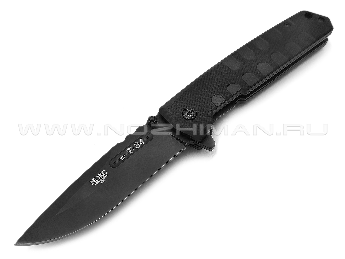 Нокс складной нож Т-34 323-480401 сталь Aus-8 black, рукоять G10 black