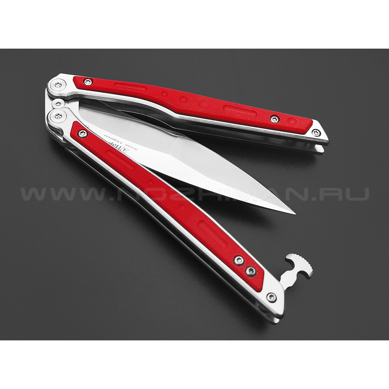 Нокс нож-балисонг Эльф 204-100401 сталь D2 стоунвош, рукоять G10 red