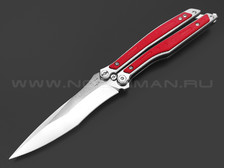 Нокс нож-балисонг Эльф 204-100401 сталь D2 stonewash, рукоять G10 red