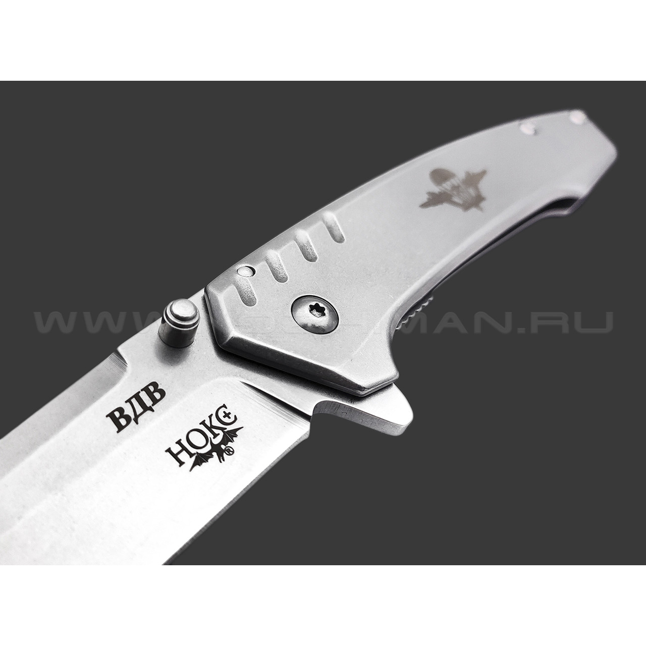 Нокс складной нож ВДВ 322-007005 сталь D2 стоунвош, рукоять Stainless steel стоунвош