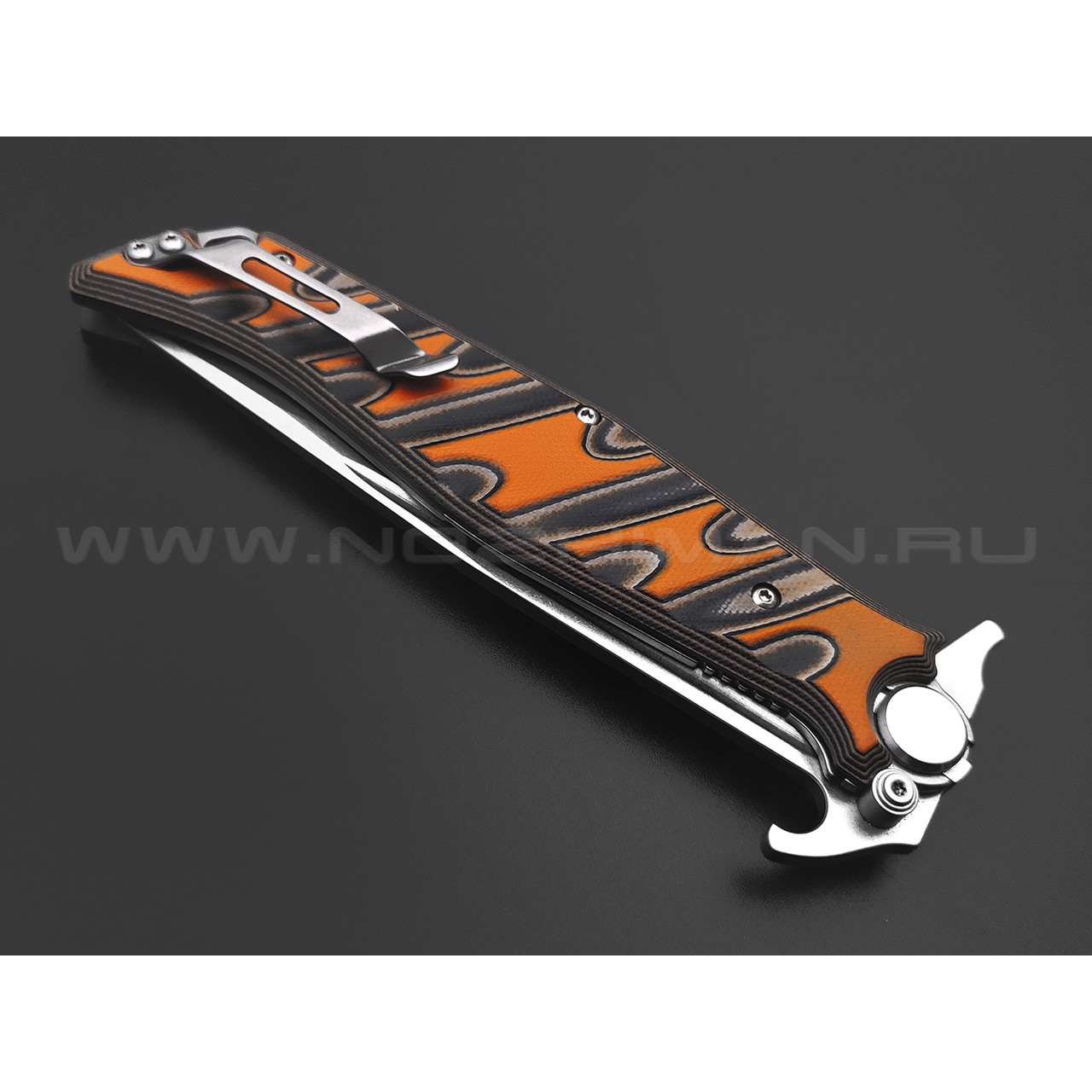 Нокс складной нож Финка-С 342-009406 сталь D2 стоунвош, рукоять G10 orange & black