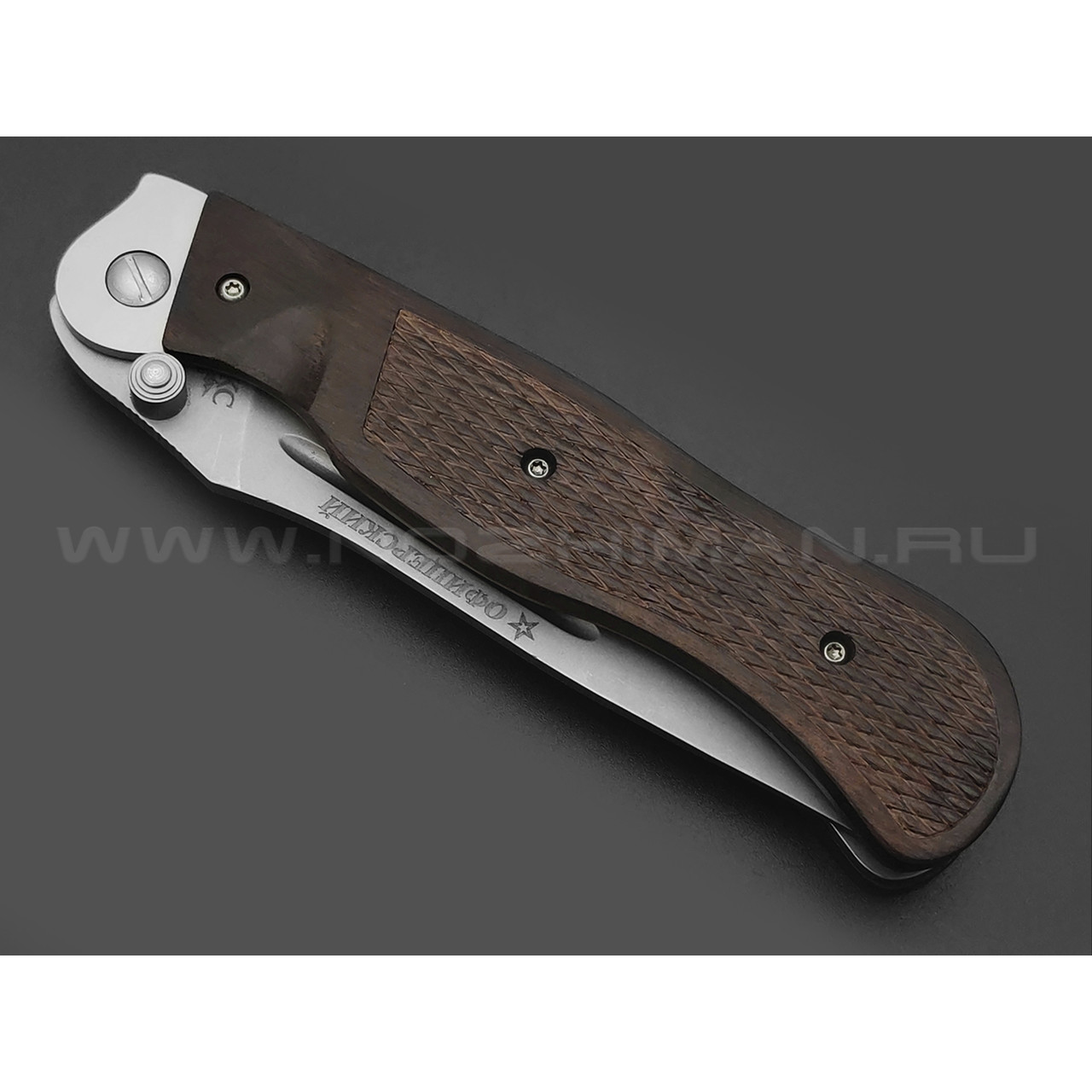Нокс складной нож Офицерский Д 310-250203 сталь Aus-8 bead-blast, рукоять Черное дерево