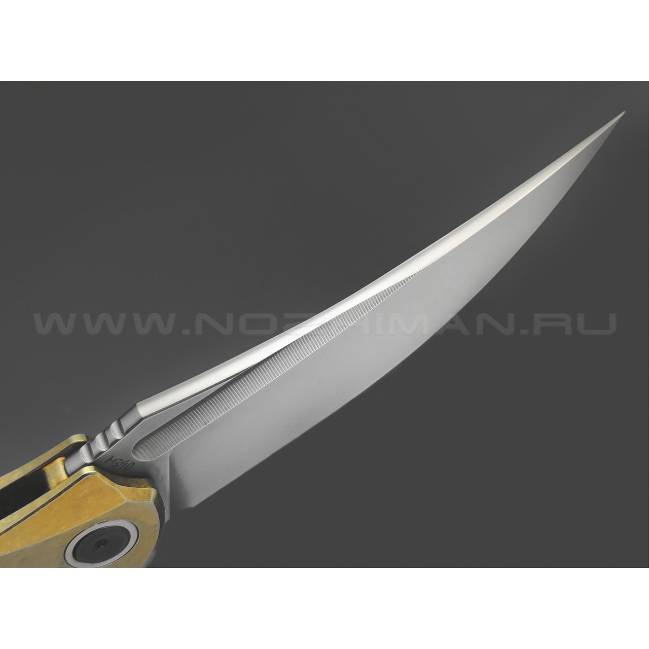 TuoTown складной нож Alatus-1 Integral сталь M390 bead-blast, рукоять Titanium TC4 Crystal Gold