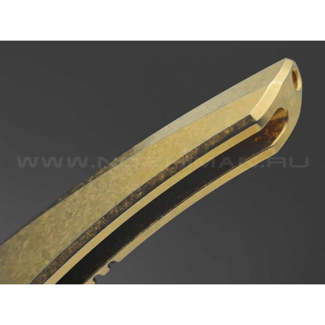 TuoTown складной нож Alatus-1 Integral сталь M390 bead-blast, рукоять Titanium TC4 Crystal Gold