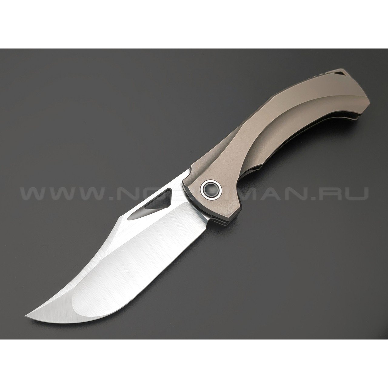 TuoTown складной нож Bicornis сталь M390 satin, рукоять Titanium TC4 Grey