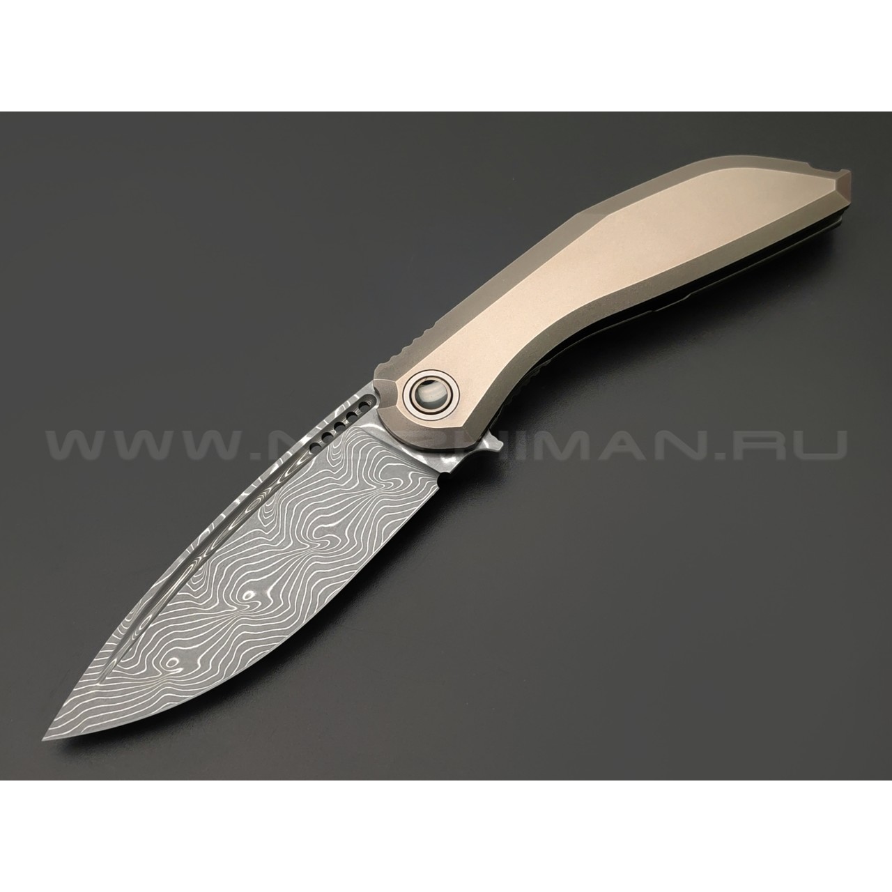 TuoTown складной нож Stinger Limited Edition TSG-VGS сталь Damascus, рукоять Titanium TC4 Grey