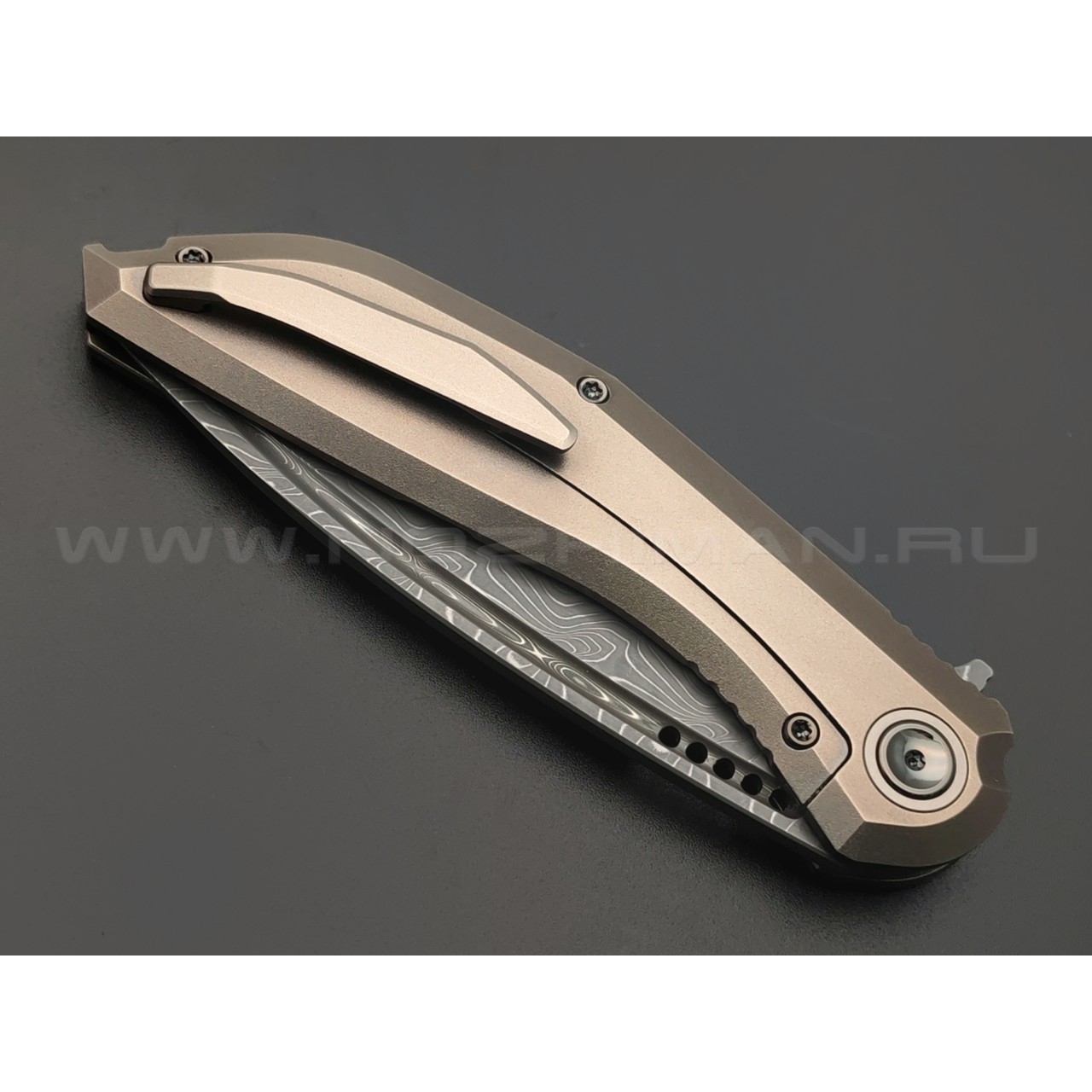 TuoTown складной нож Stinger Limited Edition TSG-VGS сталь Damascus, рукоять Titanium TC4 Grey