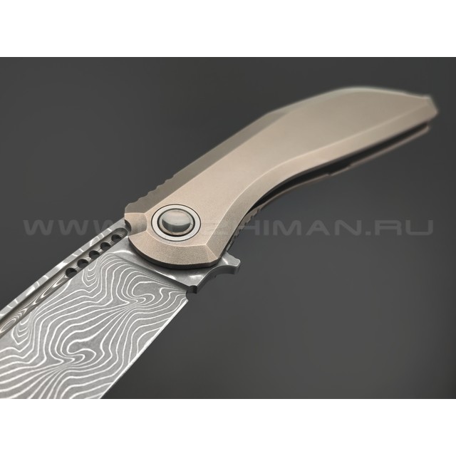TuoTown складной нож Stinger Limited Edition TSG-VGS сталь Damascus, рукоять Titanium TC4 Grey