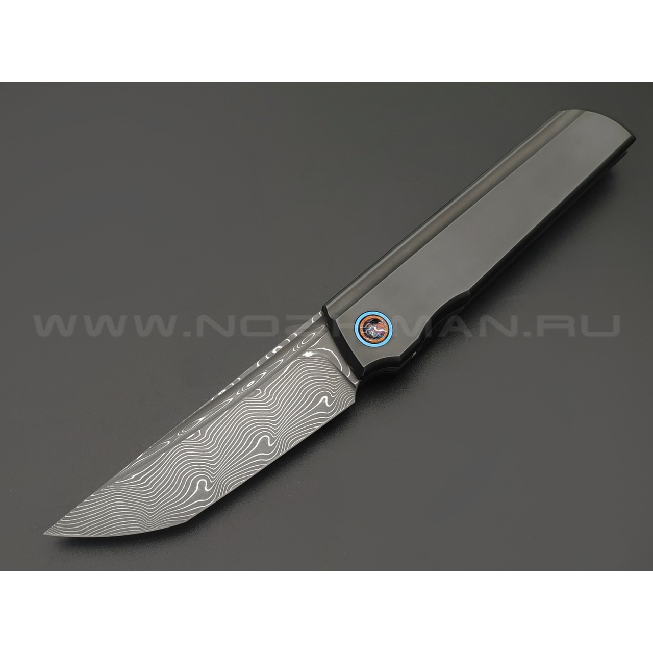 TuoTown складной нож Common сталь Damascus, рукоять Titanium TC4 Graphite