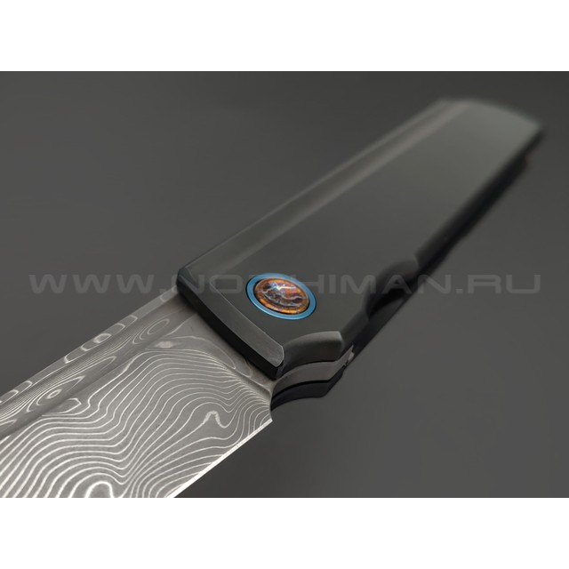 TuoTown складной нож Common сталь Damascus, рукоять Titanium TC4 Graphite
