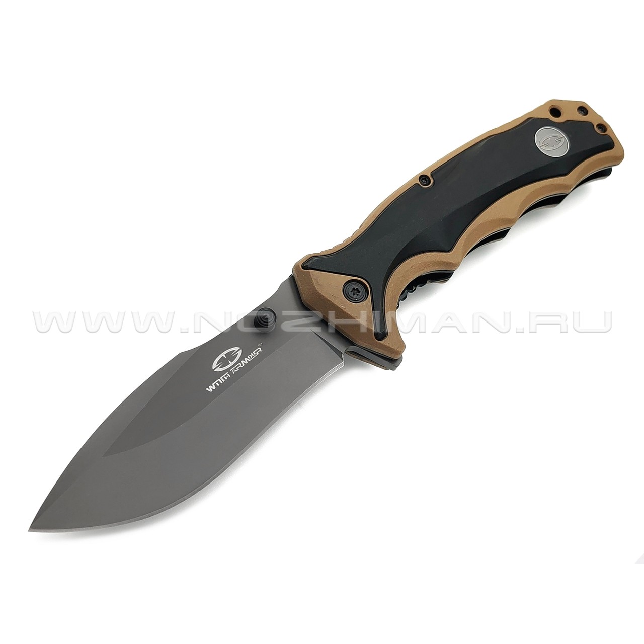 WithArmour складной нож Tiger Shark WA-019TN сталь 440C grey, рукоять PP, TPR black & tan