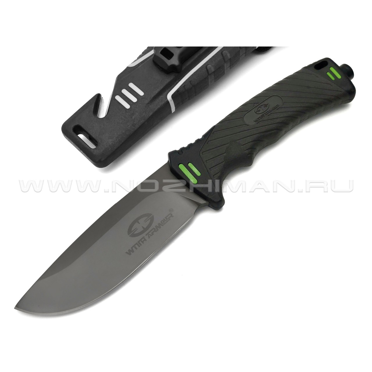 WithArmour нож выживания Nightingale WA-001BG сталь D2 black, рукоять Rubber grey, ABS black