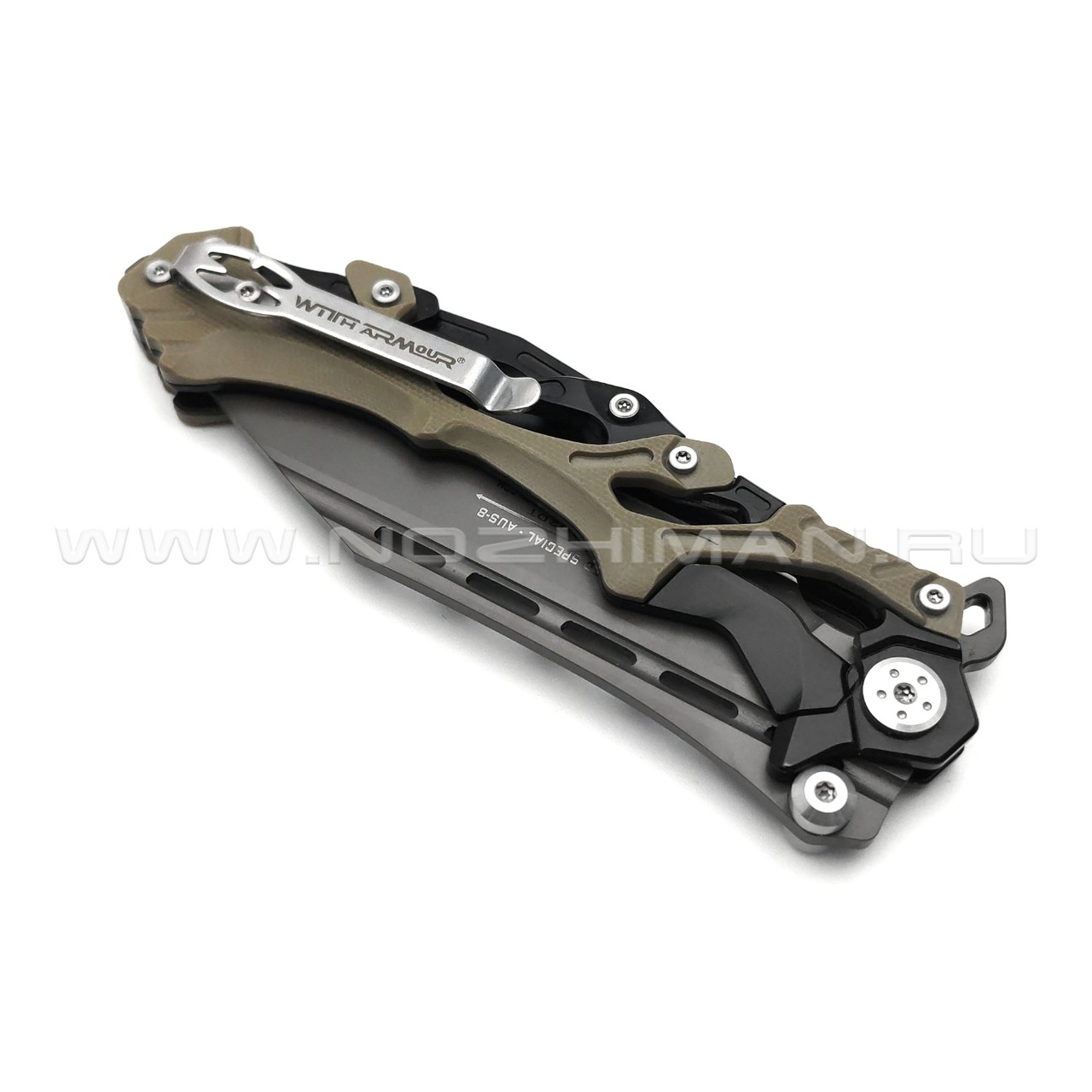 WithArmour складной нож Storm WA-102DT сталь Aus-8, рукоять Hard aluminium, G10 tan