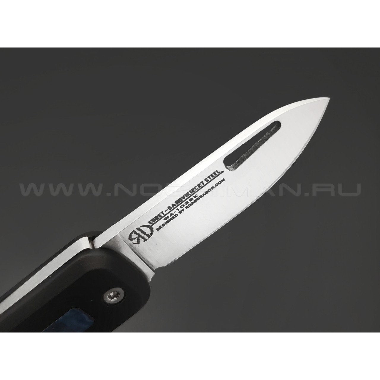WithArmour складной нож Egret Black WA-103BK сталь Sandivik 12C27, рукоять Hard aluminium, Timascus