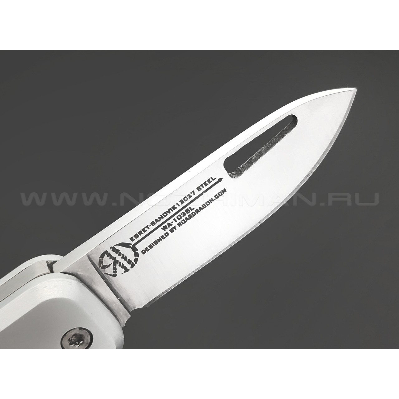 WithArmour складной нож Egret Grey WA-103SL сталь Sandivik 12C27, рукоять Hard aluminium, Timascus