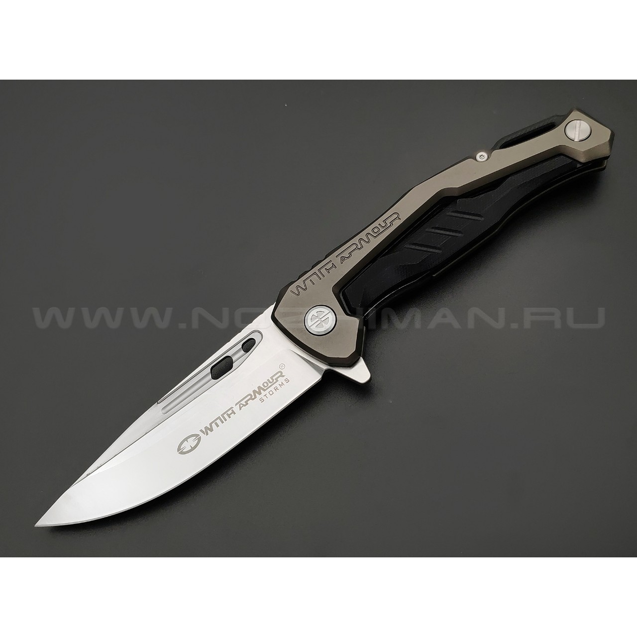 WithArmour складной нож Thor Black & Grey WA-085GY сталь D2 satin, рукоять Hard aluminium, G10