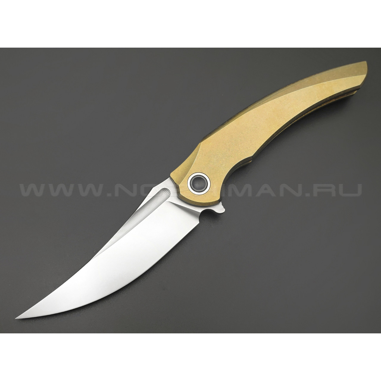 TuoTown складной нож Alatus-1 Integral сталь M390 bead-blast, рукоять Titanium TC4 Crystal Gold