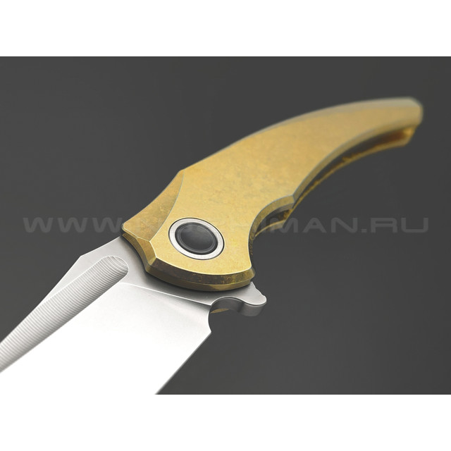 TuoTown складной нож Alatus-1 Integral сталь M390 bead-blast, рукоять Titanium TC4 Crystal Gold