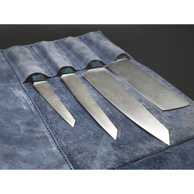 BRK набор из 4 кухонных ножей BX0232 сталь M390 satin, рукоять G10 chaotic black & blue