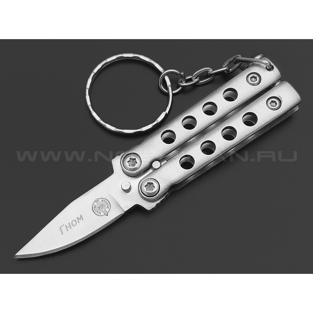 Мастер Клинок нож балисонг Гном Satin MK205 сталь 420, рукоять Сталь