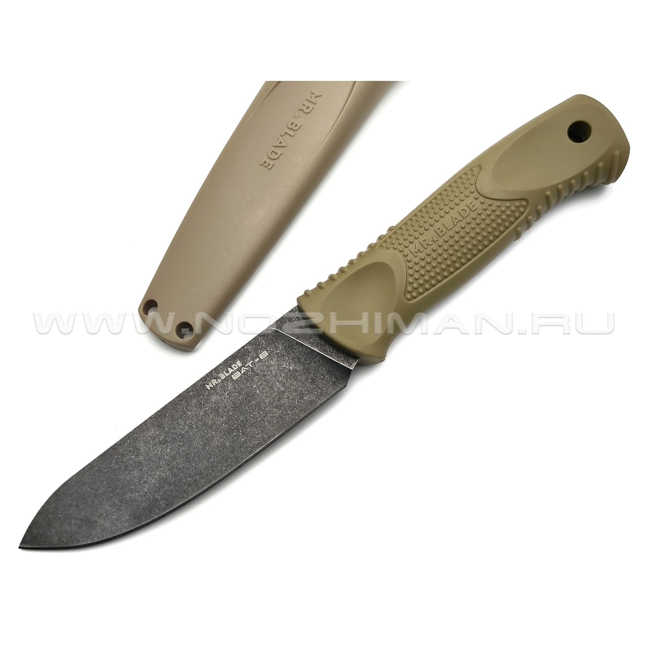 Mr.Blade нож BAT-B сталь 8Cr14 black стоунвош, рукоять TPR olive