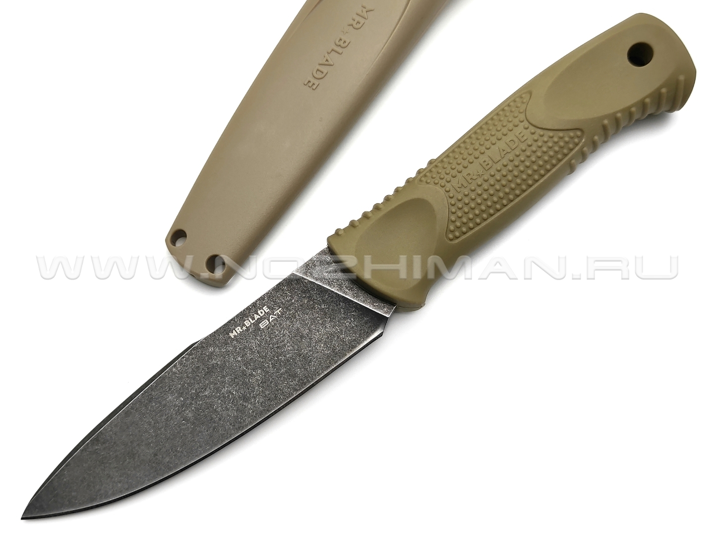 Mr.Blade нож BAT MB105 сталь 8Cr14 black stonewash, рукоять TPR olive