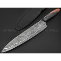 Волчий Век нож Big Chef Custom сталь N690 WA, рукоять Стаб. кость жирафа, G10, скрытый монтаж