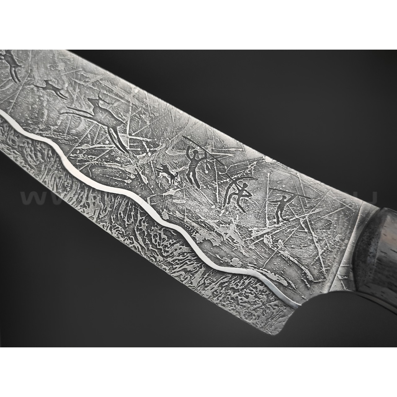 Волчий Век нож Big Chef Custom сталь N690 WA, рукоять Стаб. кость жирафа, G10, скрытый монтаж