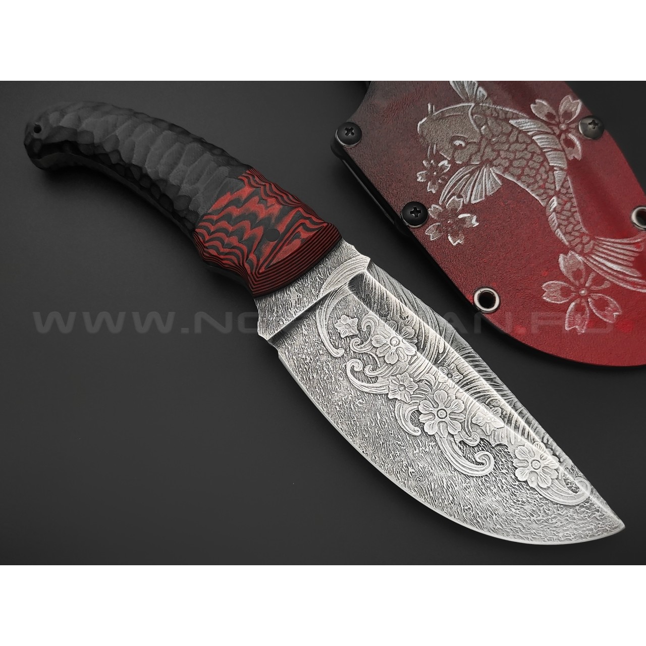 Волчий Век нож Fantocci Custom Koi сталь PGK WA, рукоять G10 black & red