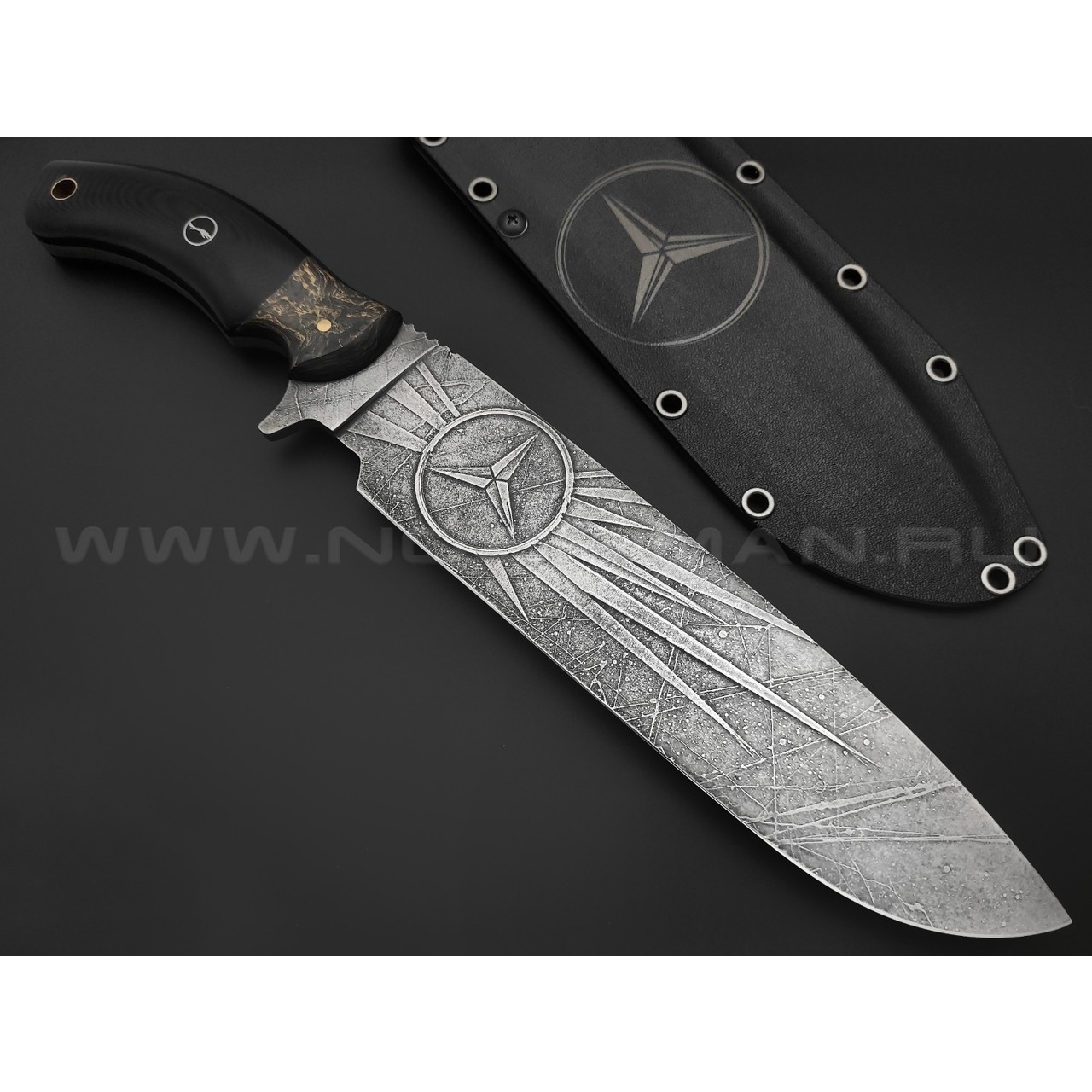 Волчий Век нож Команданте XL Custom сталь PGK WA, рукоять G10 black, carbon fiber