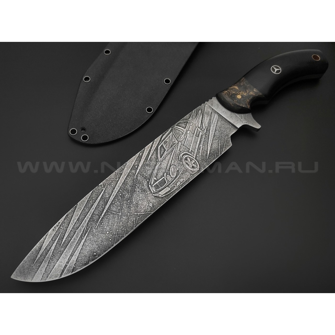 Волчий Век нож Команданте XL Custom сталь PGK WA, рукоять G10 black, carbon fiber
