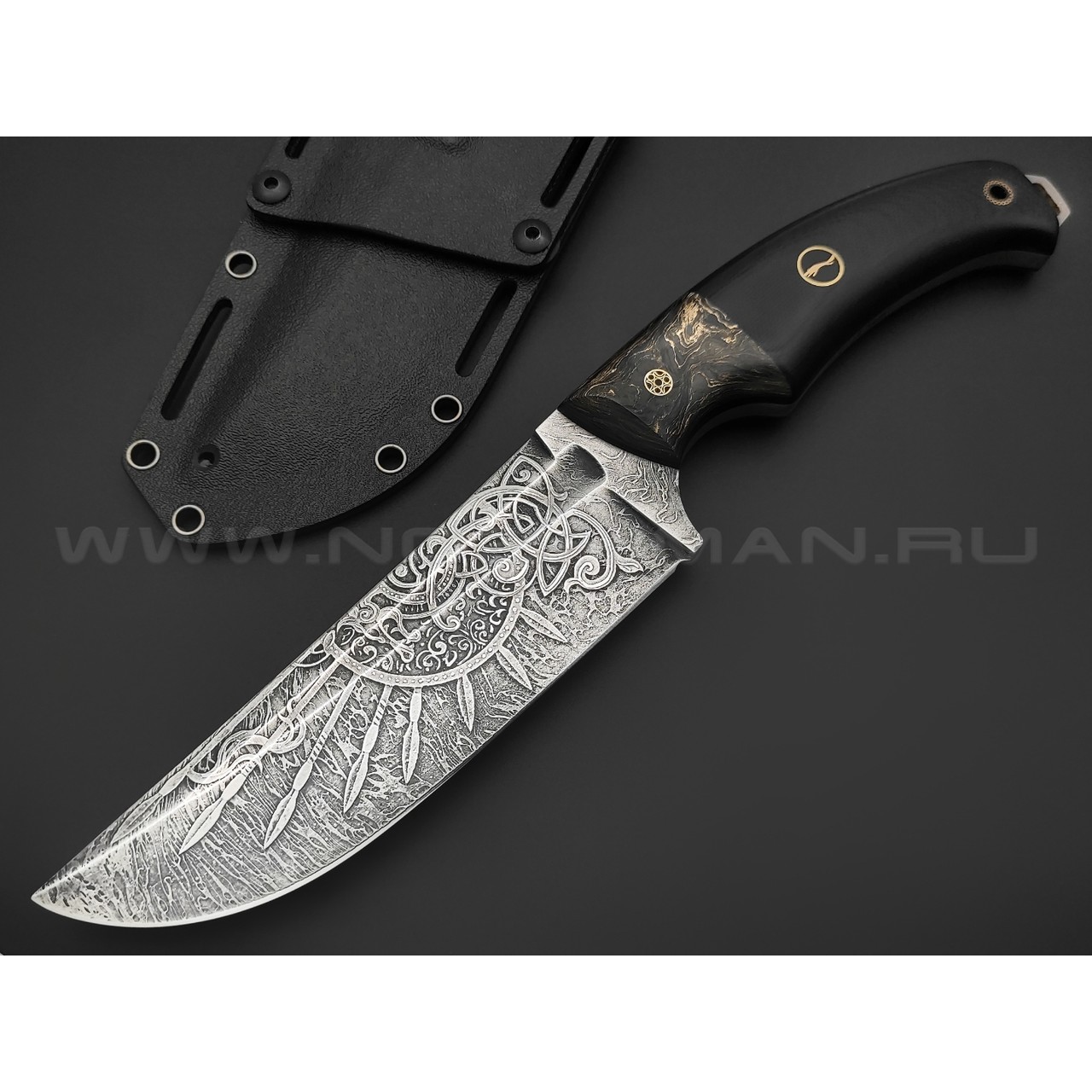 Волчий Век нож Начпрод Custom сталь PGK WA, рукоять G10 black, carbon fiber