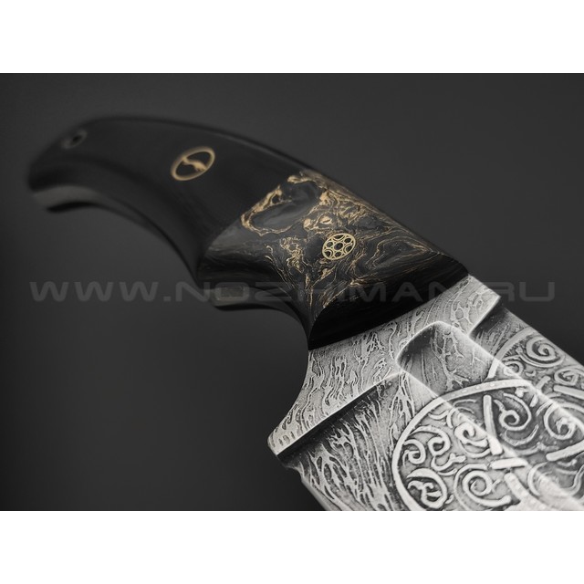 Волчий Век нож Начпрод Custom сталь PGK WA, рукоять G10 black, carbon fiber