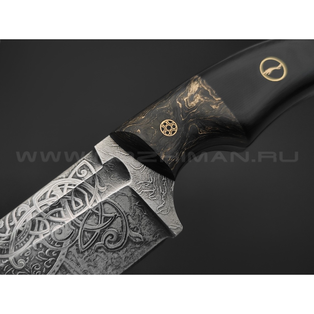 Волчий Век нож Начпрод Custom сталь PGK WA, рукоять G10 black, carbon fiber
