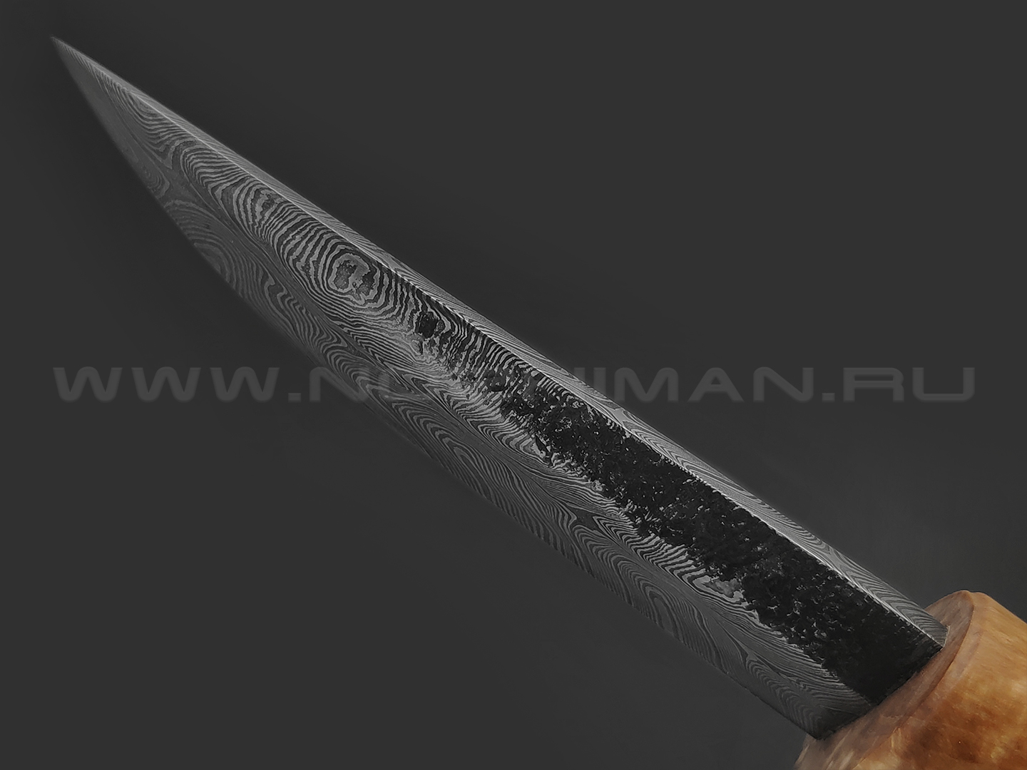 Товарищество Завьялова нож Якут-М правша, сталь Дамаск, рукоять Стабилизированное дерево, деревянные ножны