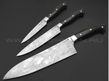 Платонов Д.Г. набор из 3-х кухонный ножей, сталь Х12МФ, рукоять Дерево граб