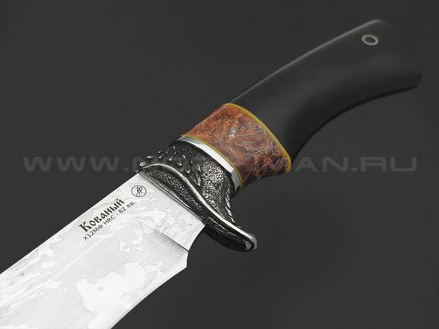 Фурсач А. А. кованый нож Газель-2 сталь Х12МФ, рукоять Дерево граб, мельхиор, акрил с алюминием