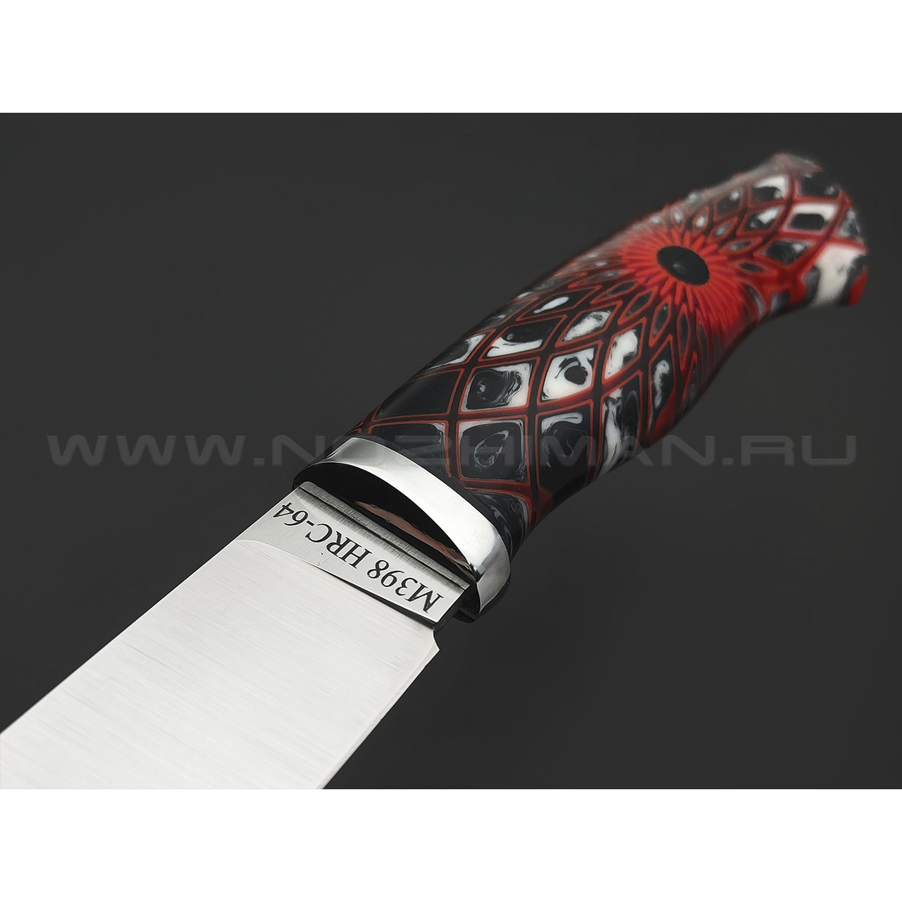 Фурсач А. А. нож Тигр сталь M398, рукоять 3D акриловый композит красный