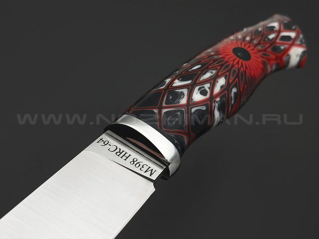 Фурсач А. А. нож Тигр сталь M398, рукоять 3D акриловый композит красный