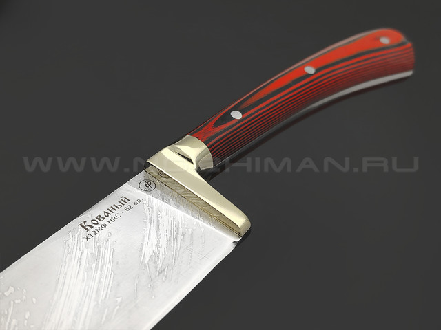 Фурсач А. А. нож Узбекский Пчак сталь Х12МФ, рукоять G10 black & red, латунь