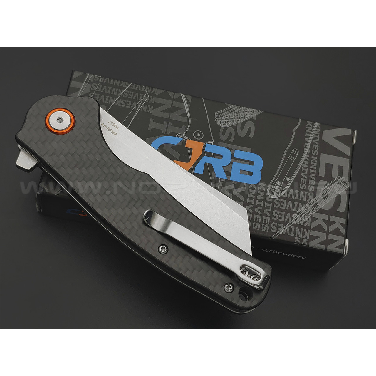 Нож CJRB Crag J1904-CF сталь D2, рукоять Carbon fiber
