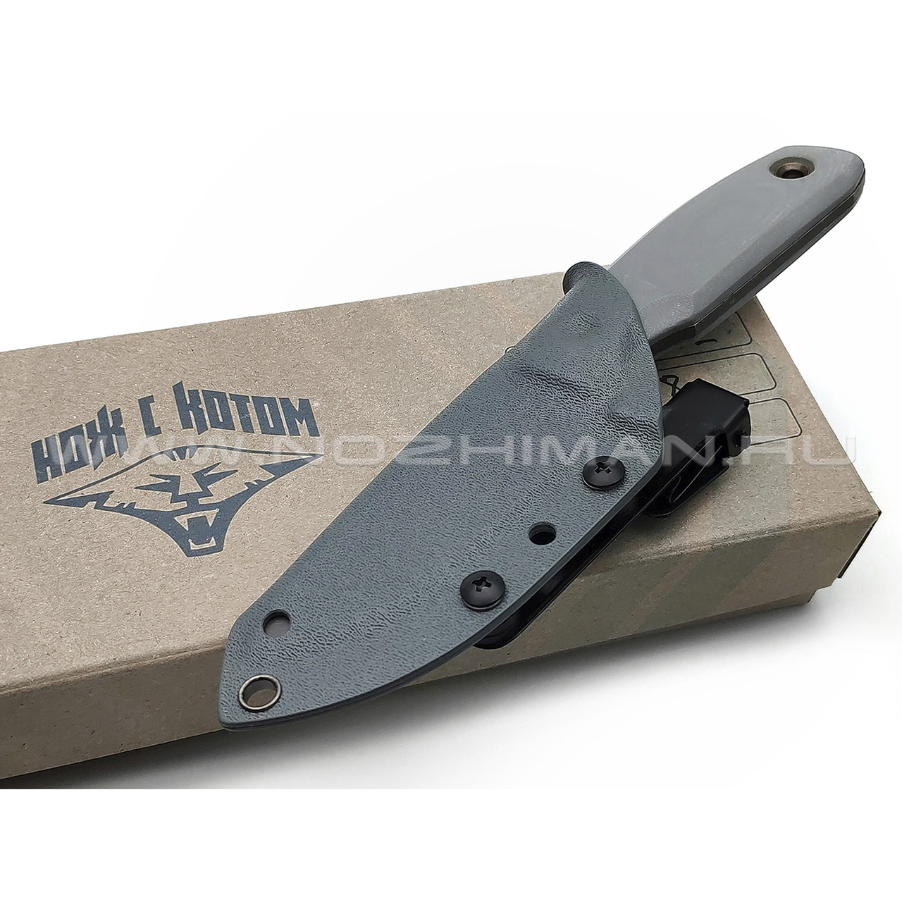 Нож с Котом Пионер 2 сталь Cr8, рукоять G10 grey