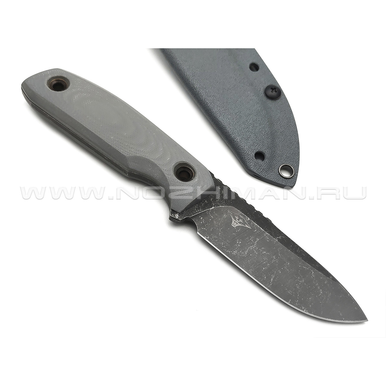 Нож с Котом Пионер 2 сталь Cr8, рукоять G10 grey