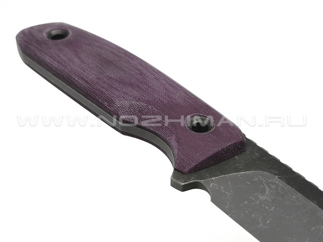 Нож с Котом Пионер 2 Пончик, сталь AR-RPM9, рукоять Micarta purple