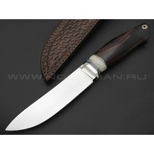 Кузница Ковчег нож Таежный сталь M398, рукоять Айронвуд, зуб мамонта, мельхиор