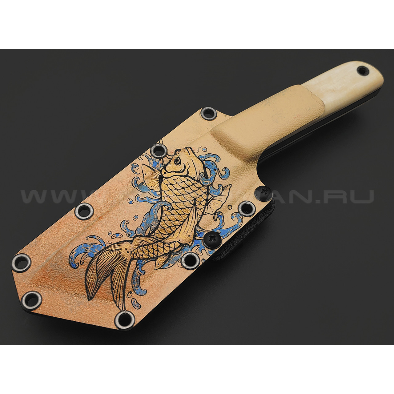 Волчий Век нож НДК Custom сталь 95Х18 WA, рукоять Бивень мамонта, карбоновые пины, G10