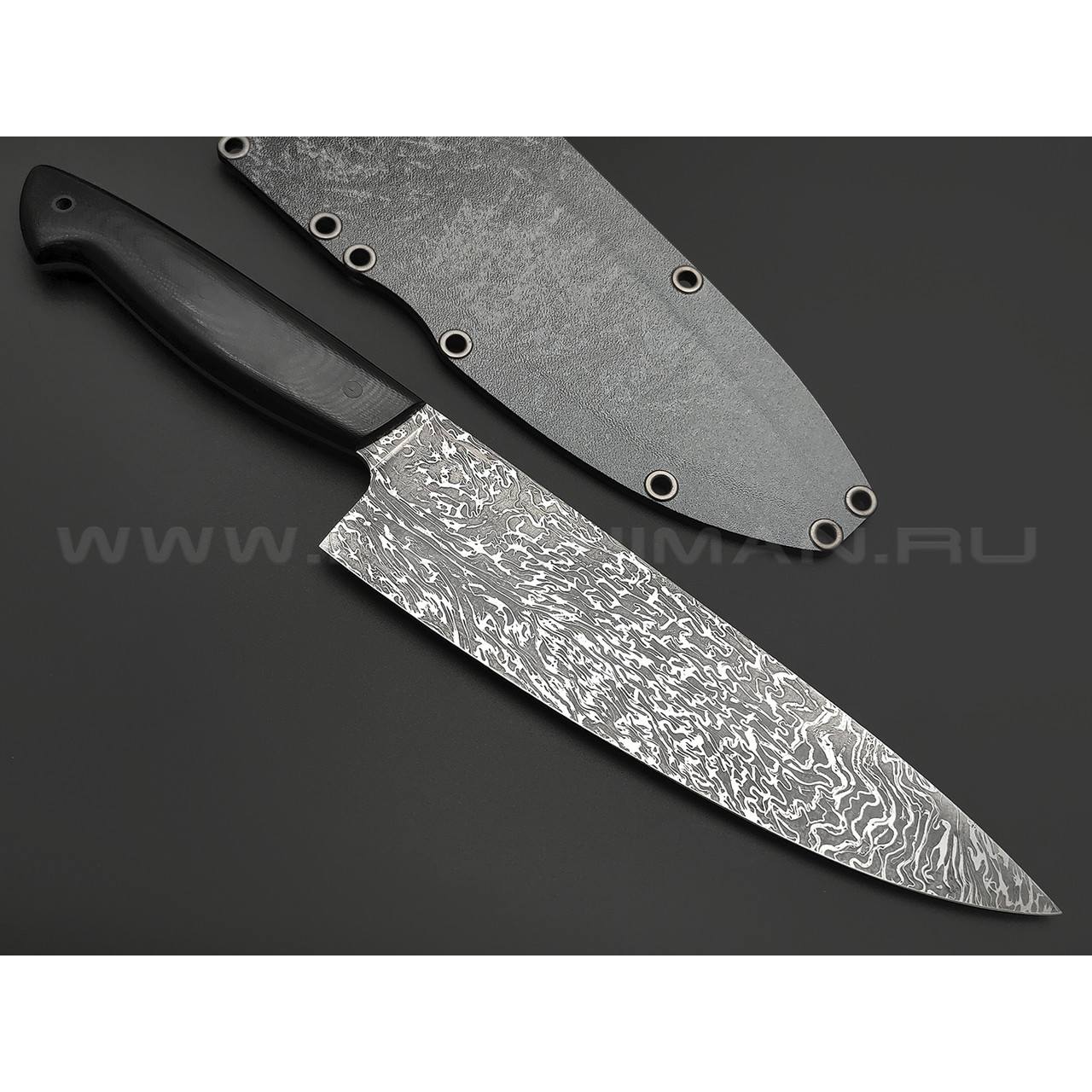 Волчий Век нож Chef Custom сталь N690 WA, рукоять G10 black, карбоновые пины