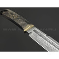 Волчий Век нож Гроза Custom сталь PGK WA, рукоять Carbon fiber dark matter gold, латунь, G10, мозаичные пины